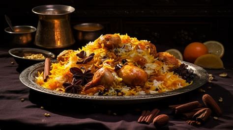 Premium AI Image | indian chicken biryani on a bowl