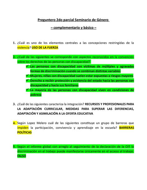 Preguntero Do Parcial Seminario De G Nero Preguntero Do Parcial