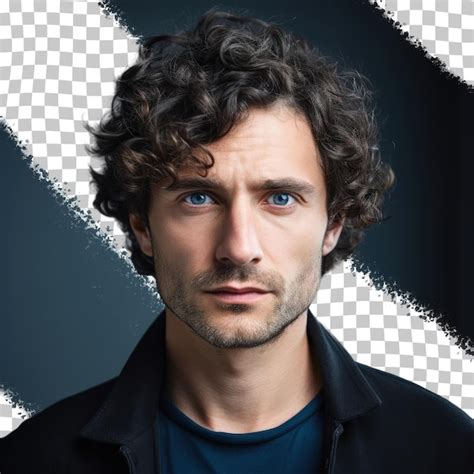 Premium Psd A Man With Curly Hair And A Blue Eyes Stands In Front Of