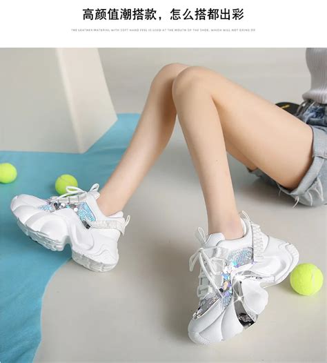 2023 Spring Women Chunky Sneakers Breathable Mesh Casual Shoes 10cm Wedge Heels Platform Shoes