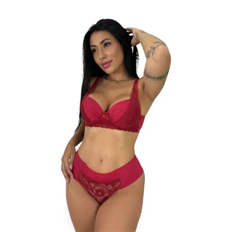 Conjunto Lingerie Microfibra Poliamida Calcinha Fio Duplo REF Giovana Shopee Brasil