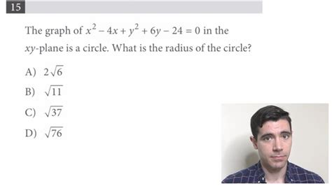 Completing The Square To Solve A Circle Sat Youtube