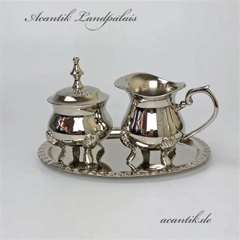 766 SAHNE ZUCKER Tablett SET Silber Premium Edel Luxus Barock Rokoko