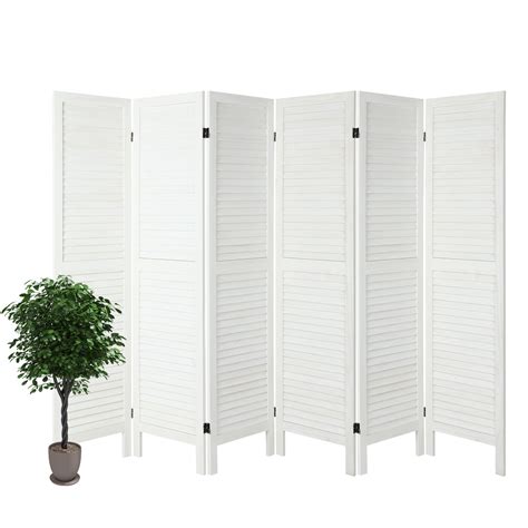 Hofitlead 6 Panel Room Divider 5 6FT Tall Freestanding Louver Wood