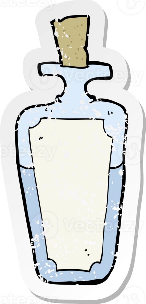 Retro Afligido Pegatina De Un Dibujos Animados Poci N Botella Dibujo