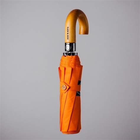 Orange Compact Umbrella - Rain and Son - Classic and Stylish Umbrellas