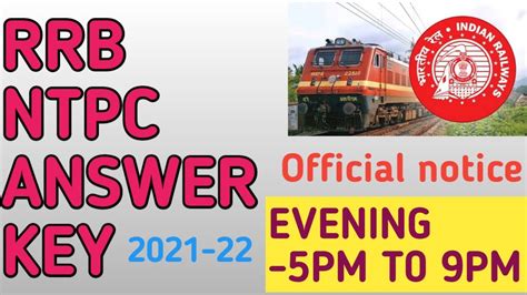 RRB NTPC ANSWER KEY OUT 2021 Rrb Official Answer Key Released Rrb