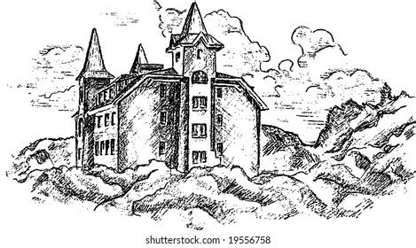 Old Castle Hand Pencil Sketch Stock Vector Royalty Free 19556758