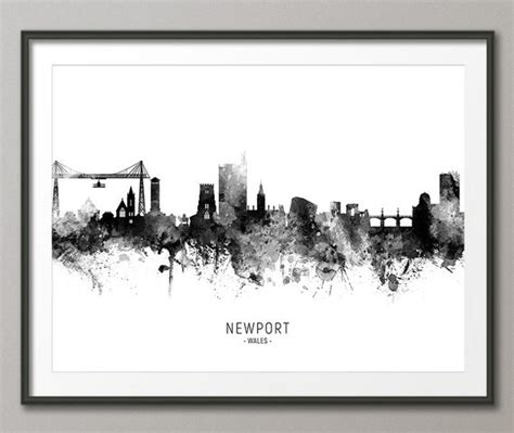 Newport Skyline Newport Wales Cityscape Art Print Poster - Etsy