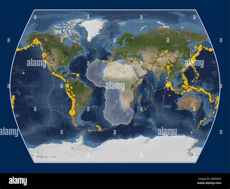 Placa Tectónica Africana En El Mapa Satelital De Blue Marble En La Proyección De Tiempos