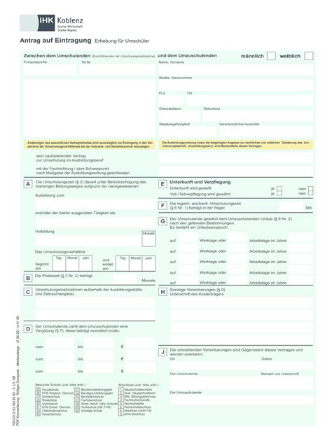 Ausfüllbar Online ihk koblenz IHK Formular Antrag auf Eintragung IHK