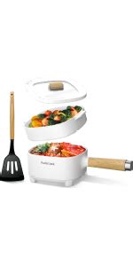 Amazon Audecook Hot Pot Electric With Steamer L Portable Nonstick Rapid Ramen Cooker