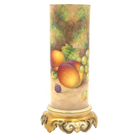 Royal Worcester Hand Painted Fruits Vase Signed C1956 Clyde On 4th