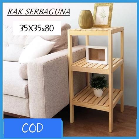 Jual Wooden Shelf 3 Tingkat Rak Kayu Rak Serbaguna Rak Anak Rak