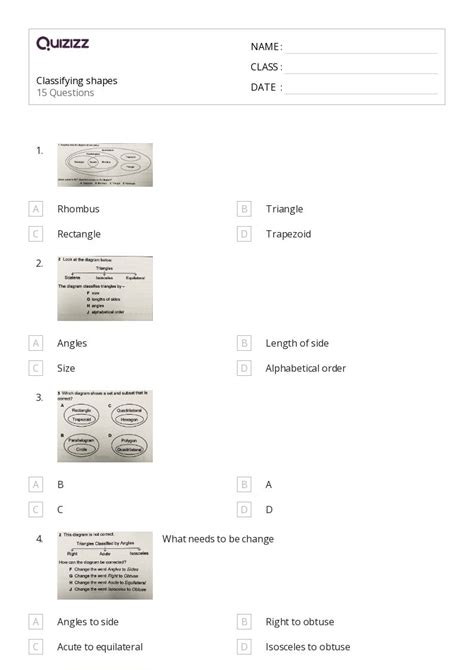 Classifying Shapes Worksheets For Th Class On Quizizz Free