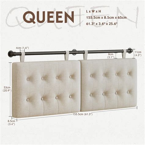 Yojoker Wall Mounted Headboard Queen Hanging Upholstered Headboards