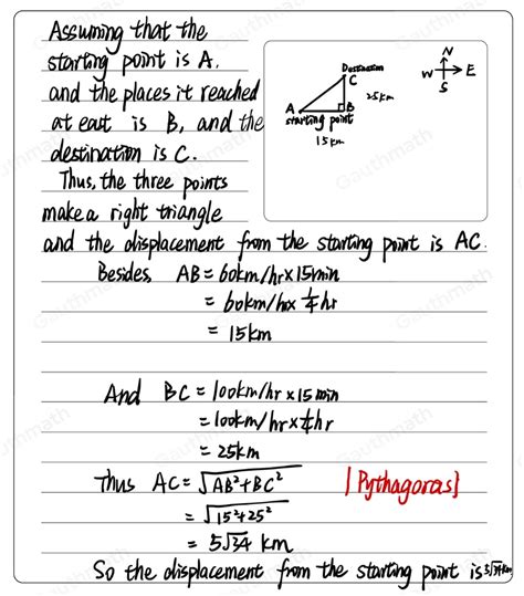 Solved A Car Travels Due East At 60km Hr For 15 Minutes Th Algebra