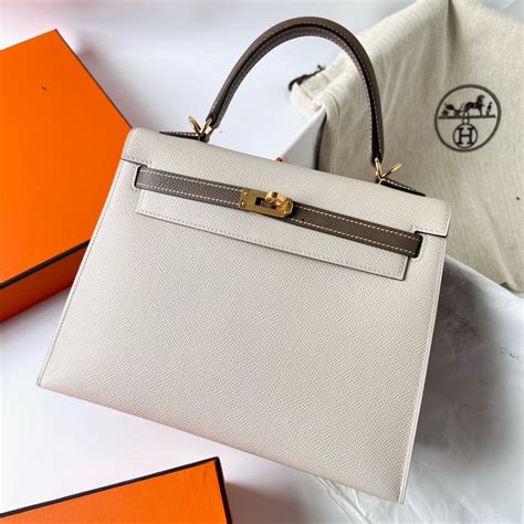 Hermès Special Order HSS Kelly Sellier 25 Craie and Etoupe Epsom