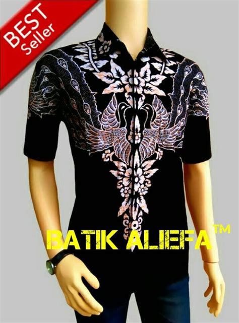 Jual Kemeja Hem Baju Batik Pria Hitam Merak Kembar Trand Fashion