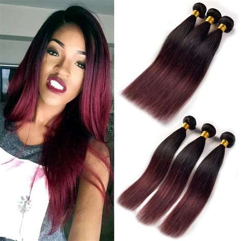 7a Ombre Brazilian Hair T1b 33 T1b Burgundy Brazilian Straight Hair Cheap Mink Brazilian Virgin