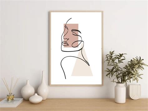 Female Line Art Woman Line Drawing Minimalist Wall Art Woman Face Line Art Wall Art Print