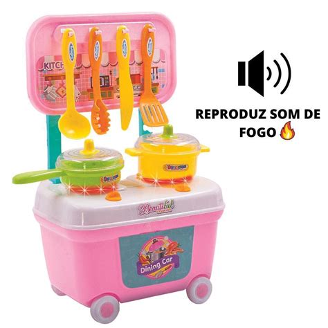 Kit Cozinha Fogão Panelas Barulho De Fogo Criança Brinquedo Submarino