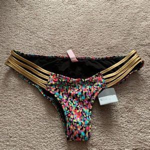 Victoria S Secret Swim Nwt Gold Colorful Low Rise Bikini Vs Bottom Poshmark