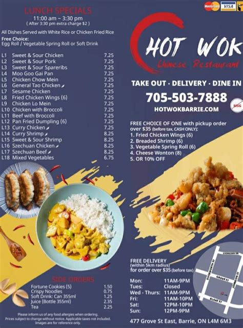 Menu At Hot Wok Chinese Restaurant Barrie