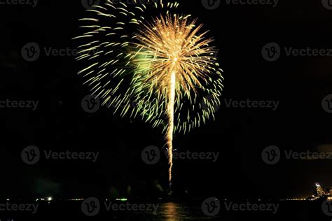 fireworks celebration over sea in pattaya beach 13284640 Stock Photo at ...