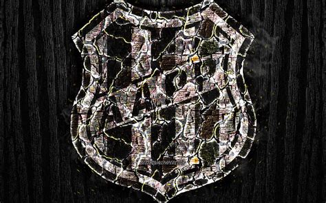 Ponte Preta Fc Scorched Logo Serie B Black Wooden Background