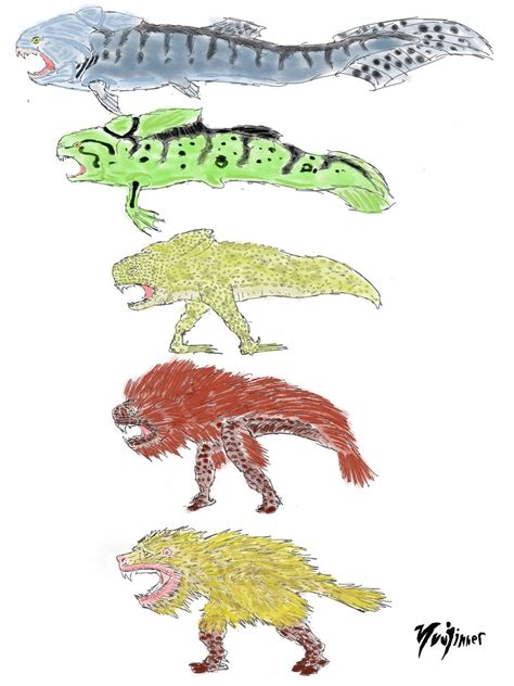 Evolution of terrestrial placoderms by Yuujinner on DeviantArt