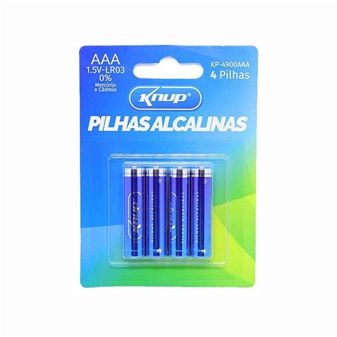 Pilha Palito Alcalina Cartela 4 Unidades Knup KP 4900AAA SobralTech