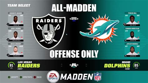 Madden Nfl Dolphins Vs Raiders All Madden Dolphins Offense Only