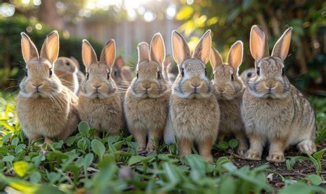 Premium Photo A Group Of Rabbits Are Lined Up In A Row