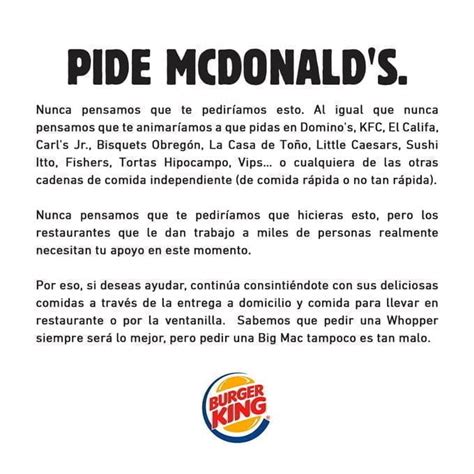 ¿por Qué Burger King Pide A Sus Clientes Que Compren En Mcdonalds