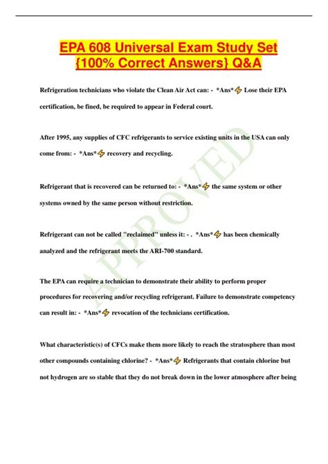 EPA 608 Universal Exam Study Set {100% Correct Answers} Q&A - EPA