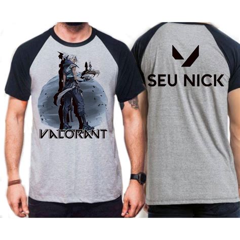 Camisa Masculina Valorant Jett Main Gamer Com Nick Raglan