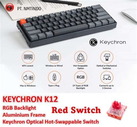 Promo Keychron K12 Hot Swappable Optical Mechanical Rgb Backlight Aluminum Frame Wireless