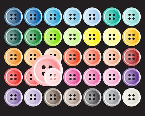 36 Button Clipart, Colorful Button Clip Art, Button Illustration ...