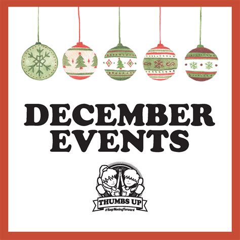 December Event Calendar | Thumbs Up