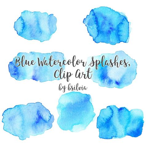 Aquarell Spritzer Clip Art Blau Aquarell Pinselstriche Etsy De