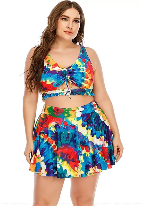 Buy Zitique Large Size Two Piece Stylish Printed Separate Bikini