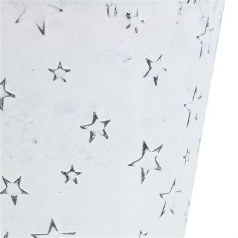 Floristik24 es Maceta de zinc con estrellas Ø12cm H10cm blanco lavado