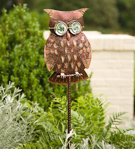 Bespectacled Owl Garden Stake Wind And Weather