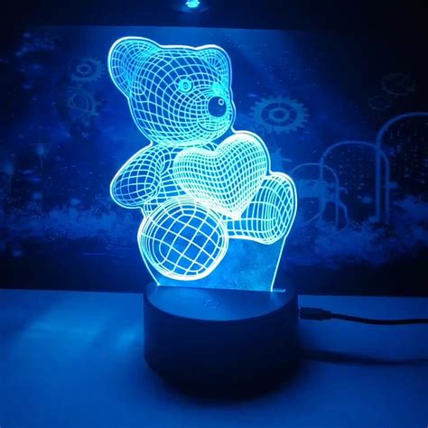 Customized Pattern Bear Lamp 3d Illusionholiday Ttable Lamp For