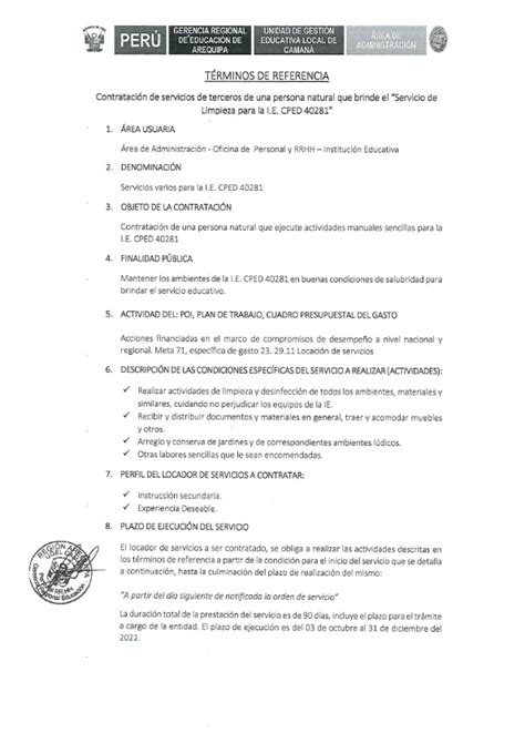 Ampliaci N De Contrataci N De Servicios De Terceros De Una Persona