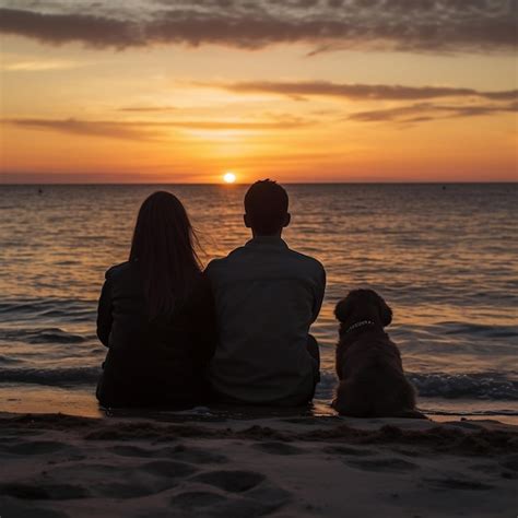 Una Pareja Viendo El Atardecer En La Playa IA Generativa Foto Premium