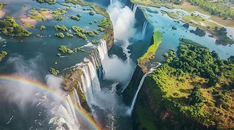 Beautiful Waterfall In Zambia Premium AI Generated Image