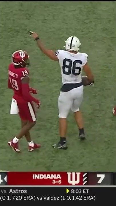 Penn State Te Brenton Strange Over The Back Catch At Indiana Big Ten Football Youtube