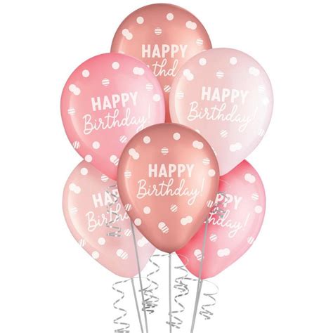 15ct 11in Rose Gold Happy Birthday Latex Balloons Party City